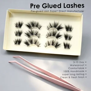 Custom Size Pre Glued Strip Lash for Wispy 100% Handmade Eyelash Waterproof CE CPSR ISO Private Label Plant Fiber Box