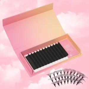 Custom Vegan 7 15mm D Curl Matte Cashmere Lash Trays Matte Dark Black Volume Silk Eyelash Extensions