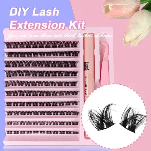 Custom logo 0.07 10 Rows DIY Lashes Cluster Kit Waterproof Tweezers Glue False Eyelashes Individual Cluster Eyelashes