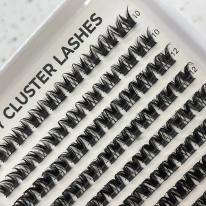 Custom logo DIY Cluster Lashes Soft Matte Black Wispy Clusters Eyelashes