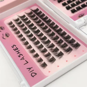 Custom logo Glueless Diy Lash Clusters Vegan Cruelty Free Pbt Synthetic Eyelashes Waterproof Individual Press on Lashes No Glue