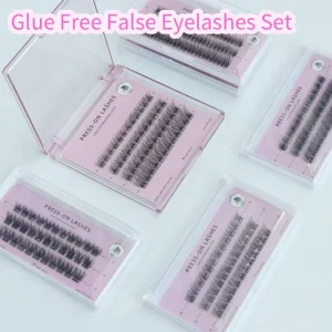 Custom logo Glueless Diy Lash Clusters Vegan Cruelty Free Self Adhesive Eyelashes Waterproof Individual Press on Lashes No Glue