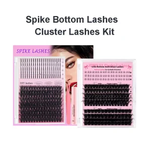 Custom logo Spike Cluster Lashes with Bottom Individual C D Curl Natural Eyelashes Faux Mink DIY Lash Clusters Kit