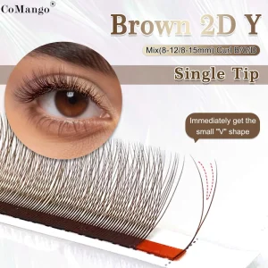 Customizable Brown Narrow 1DYY Eyelash Extensions B C D L M Curl 8-15mm Lashes Ultra Thin 2DY Lash Extensions