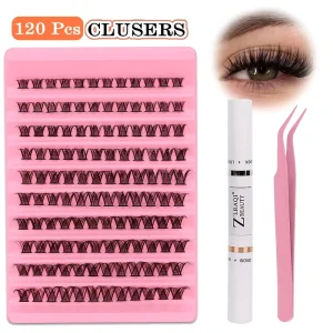Customizable DIY Cluster Eyelashes with Private Label C and D Curl Segment Pre Cut Extension Kit