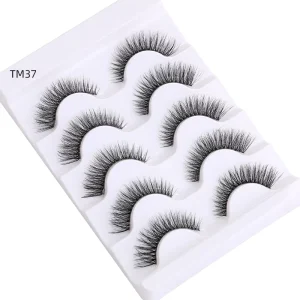 Customizable Diy 5 Pairs Clear Bands Full Strip Eyelashes 3D Effect for Makeup Wispy Fluffy Dramatic Faux Cils Lashes