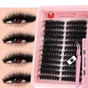 Customizable Diy Cluster Lashes Private Label D Curl Segment Pre Cut Extension Kit Including Bond&seal and Tweezers