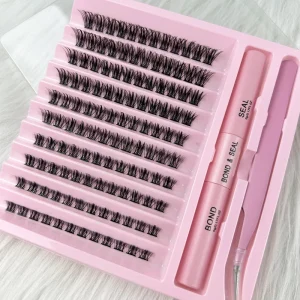 Customizable Eyelash Extension Kit with Private Label C and D Curl Pre Cut Segments.lashes