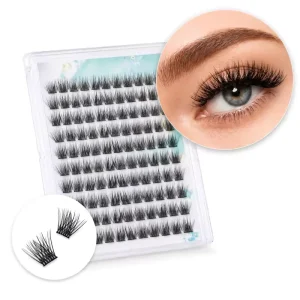 Customizable Eyelashes Private Label C and D Curl Pre Cut Extension Kit DIY Cluster Eyelashes