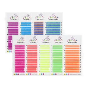Customizable Korean PBT Synthetic Fiber Color Changing Glow in Dark Fluorescent Neon Color Shift Light Eyelash Extensions