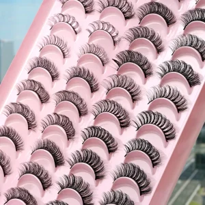 Customizable Lash Strips 20 Pairs Book Custom Packaging False Curved Eyelashes 3d Faux Mink Lashes