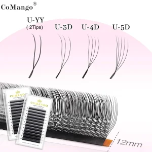 Customizable Logo 2D 3D 4D 5D U Shape Lash Extension Supplies Dark Matte W Shape Cashmere Silk Fiber