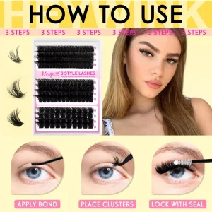 Customizable Manga Fairy Look Heat Bonded Synthetic Fiber Long Lasting Travel Daily Cosplay Beauty Supplies Cluster Eyelashes