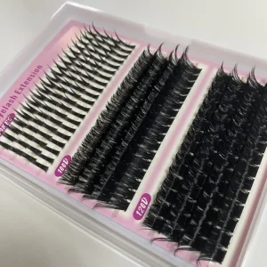 Customizable Pre Cut Eyelash Extension Kit Private Label C D Curl 0.07mm Thickness DIY Cluster Lashes Kit