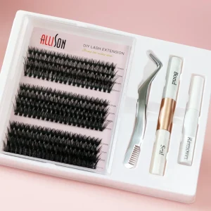 Customizable Pre Cut Eyelash Extension Kit Private Label C D Curl 0.07mm Thickness DIY Cluster Lashes Kit