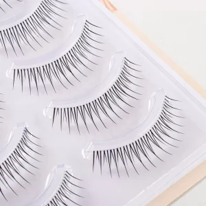 Customizable Tapered Full Strip Synthetic Hair Lashes Self Adhesive Reusable Cruelty Free Clear Band Invisible Private Label