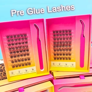 Customizable Vegan Luxury Synthetic Hair Glossy Makeup Press on Self Adhesive Reusable Cruelty Free False Eyelashes DIY Cluster