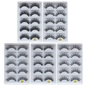 Customization F Series 5 Pairs Handmade 3D Faux Mink Eyelashes Natural Long Eyelashes