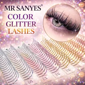 Customize Color Glitter Eyelash Extensions Mixed Sparkling Lashes From Quality Materials to Beautiful Lashes