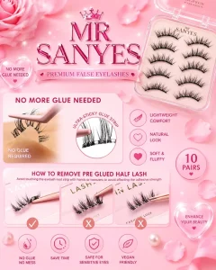 Customize Full Strip Eyelash Mr Sanyes Luxury Professional Lightweight Full Strip Eyelash for Bride Wedding Day Look Easy to Fan