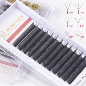 Customize Package W 3d 4d 5d W V Y Shape Four leaf 0.05 0.07 Volume Eyelash Extension Individual W Weave Clover Lashes Extension