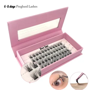 Customize Premium Natural Cluster Lashes Glue Water Strong Hold Proof Pre glued Self Adhesive Cluster Lashes