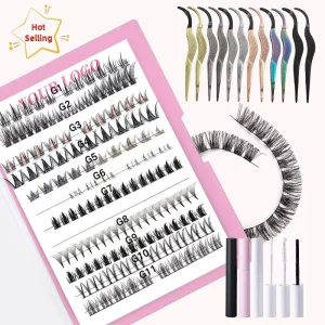 Customize Private Label Hand Made Cluster Segment Lashes With Supplies DIY Lash Extension Kit