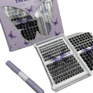Customized 10D 100D Individual Cluster Lashes Kit with Lashes Tools Heat Bonded Segmented Eyelashes Private Label