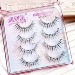 Customized 4 Pairs Full Strip Eyelashes Clear Band Natural Dramatic Volume Lashes