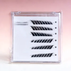 Customized Cat-Eye Pre-Glued Handmade PBT Cluster Lashes, Superfine Band, Wispy Fox-Eye Effect