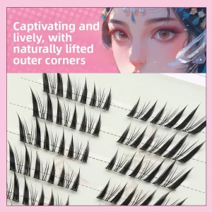 Customized Glue free Self adhesive Synthetic Hair Large Capacity Women’s Group Hard Terrier Oblique Flying Fox Eyelash