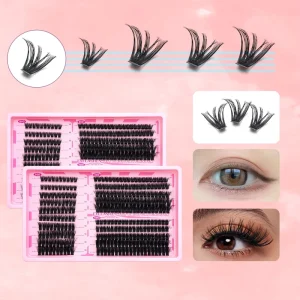 Customized Handmade Large capacity 60D+80D+100D D Natural False Eyelash Set 8-16mm Curled DIY Segmented Eyelash Combination