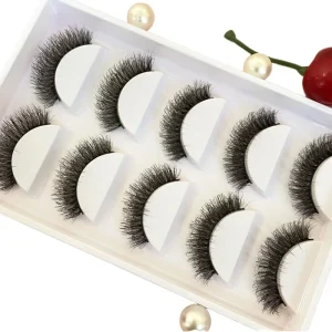 Customized Natural Long 3D 5pairs Thick Full Strip Mink Eyelashes Multiple Styles Available False Eyelashes