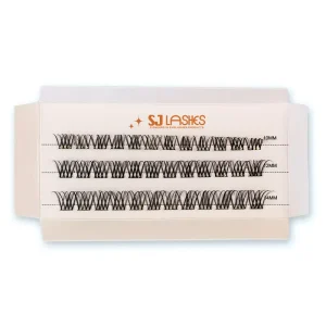 Customized Package Pre Glued Cluster Lashes PBT Segmented 3 Row Eyelashes No Glue Needed Lash Clusters