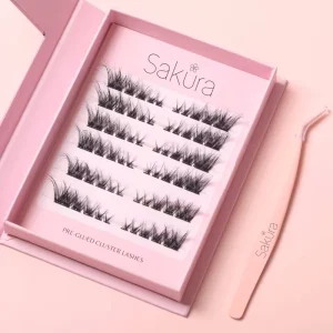 Customized Packaging Quick Apply clear Pre Bonded Cluster Lashes Light and Soft Hair Pre Glued Lashes Cluster No Glue