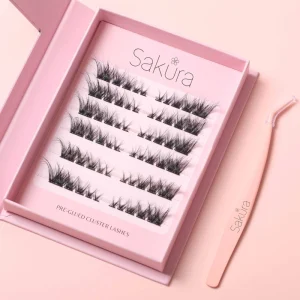Customized Packaging Quick Apply clear Pre Bonded Cluster Lashes Light and Soft Hair Pre Glued Lashes Cluster No Glue
