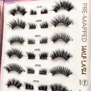 Customized Packaging Waterproof Handmade Glueless Faux Mink Eyelashes Pre Glued Half Lash Press on Strip Lashes