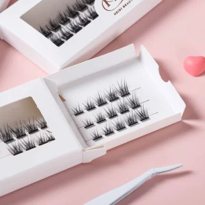 Customized Packaging Waterproof Plant Fiber Natural Wispy Pre Glued Cluster Lashes Press on Pre Cut DIY Lashes Cluster