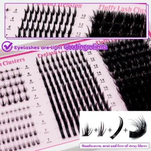 Customized Segmented Clusters Lashes Wispy Spiky Private Label 30 Rows 10-16mm DIY Cruelty-Free Reusable Eyelash Extensions