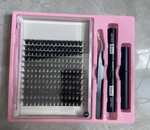 Customized pink Tray 150D Fluffy 3D Cluster Lashes Pre Cut DIY Lashes Segments Eyelashes for Lash Artists