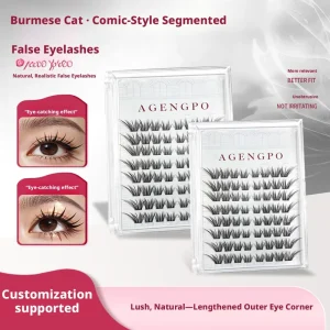 Cute Handmade Luxury Ragdoll Cat Cluster Lashes Segmented Design Natural Soft Light Makeup Fashion False Eyelashes Realistic