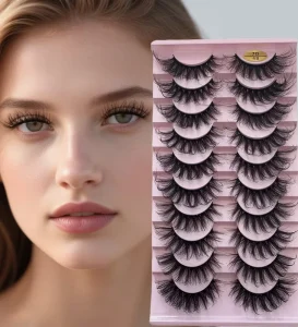 D Curl 10 Pairs of Fluffy Curly Russian Eyelashes Dramatic Artificial Natural False Eyelashes