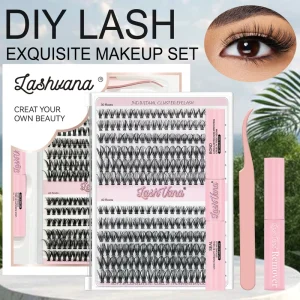 D Curl Cluster Lashes Kit DIY Segmented Eyelash Extensions Natural Wispy Individual Lashes With Bond and Seal for Beginners