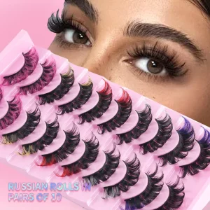 D Curl Colorful Segmented Lashes Large Capacity Mixed Pack Dense Simulated False Eyelashes