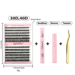 D Curl DIY Cluster Eyelash 10 16mm Dramatic Volume Individual Segmented Lashes Date Night Party
