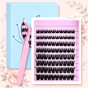 D Curl Mixed Length Natural Wispy Fluffy Volume Eyelash Extension Heat Bonded Soft Matte Black Vegan Cruelty Cluster Eyelashes