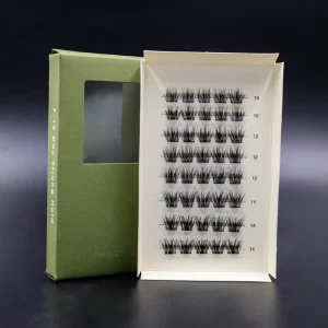定制自粘式睫毛簇套装 D 型 可重复使用 PBT 材质 透明带子 无残忍 3D 效果包装