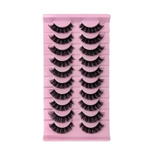 DD Curl Fluffy Wispy Faux Mink Lashes Thick Volume Strip Eyelashes 10 Pairs Custom Logo