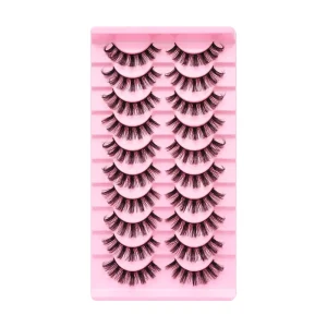 DD Style Curled Eyelashes Russian Handmade Artificial Fiber Flexible 0.07MM Thickness Plastic Tray 10 Pairs