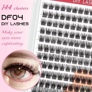 DF04 DIY Cluster False Eyelashes Waterproof Long lasting Customizable Logo for Single Cluster 12 Rows
